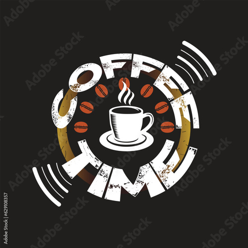 Coffee Time . Vintage cafe banner typography Coffee Beans lovers motivational quotes text vector art illustration for prints, textile, mugs, project