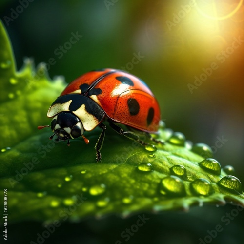 Generative AI : Ladybug insect animal isolated on a white background illustration