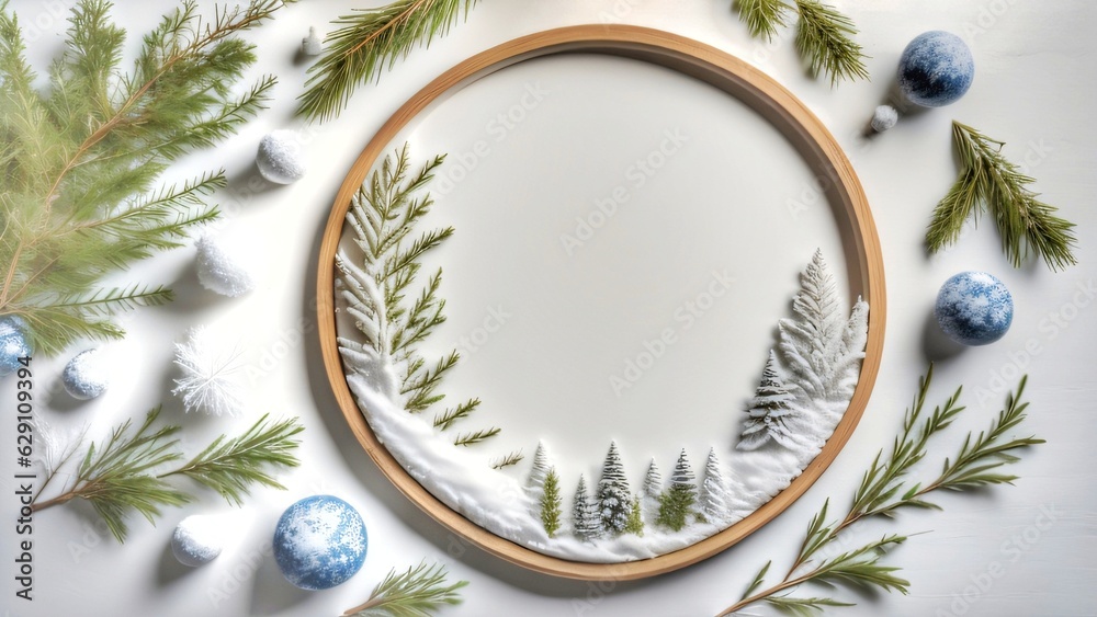 Christmas Wreath with Pine Cones and Snowballs: Festive Holiday Delight on White Background Christmas Wreath with Pine Cones and Snowballs: Festive Holiday Delight on White Background