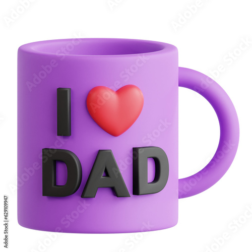3D illustration of i love dad mug