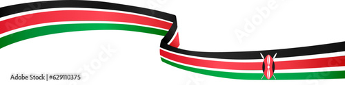 Kenya flag wave isolated on png or transparent background