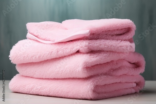 Folded pink towels.