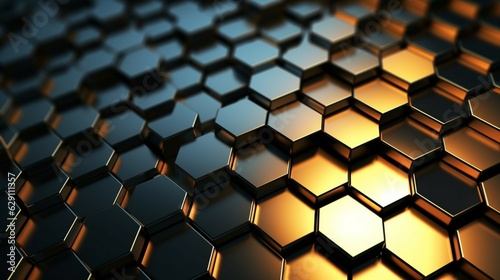 Abstract metal background with hexagonal pattern.Generative AI