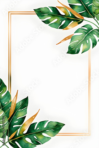 frame with green leaves