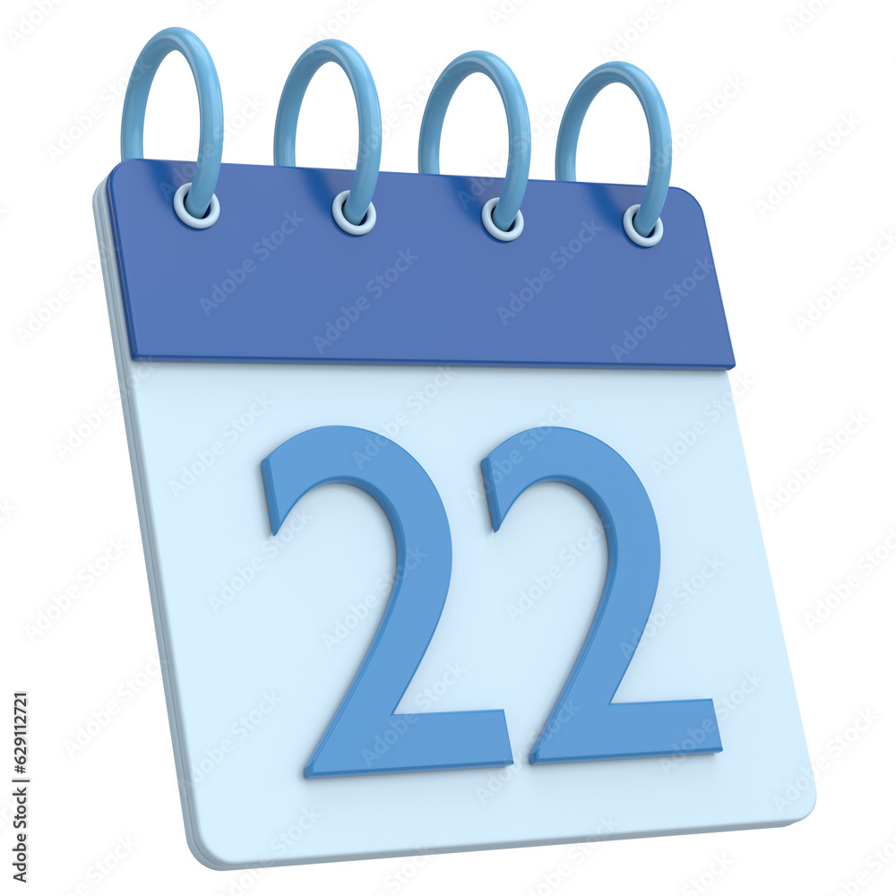 3D calendar. Day 22. Twenty-second day of the month. 3D illustration. 3D calendar. Day 22. Twenty-second day of the month. 3D illustration.