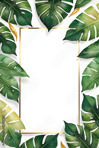 green leaves frame border
