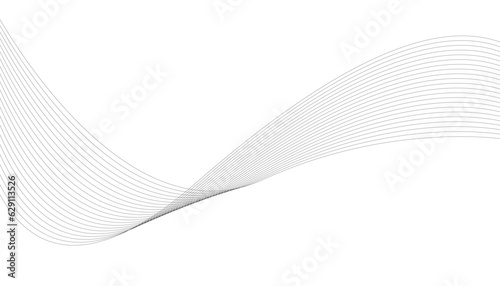 Abstract wave element for design. Digital frequency track equalizer. Stylized line art background. Vector illustration. Wave with lines created using blend tool. Curved wavy line, smooth stripe.