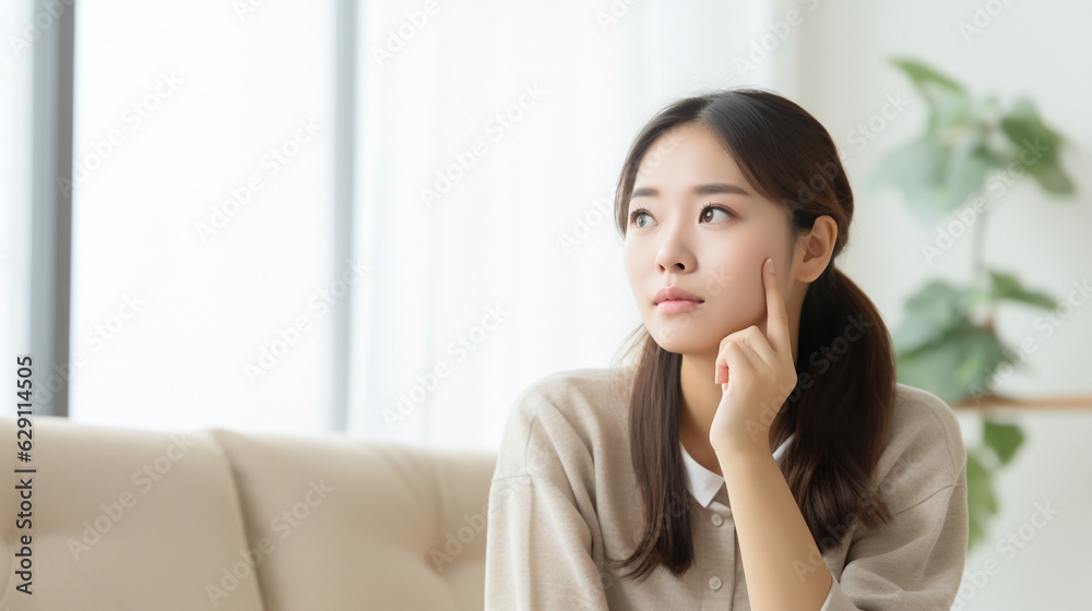 考える女性 考える女性