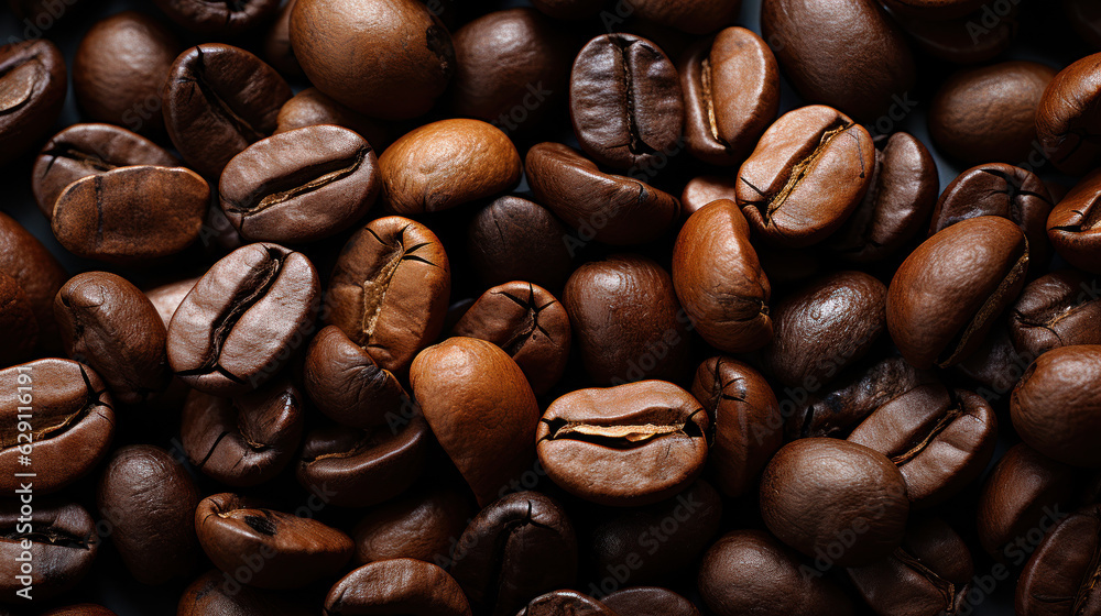 Naklejka premium Coffee's Secret Garden: A Background of Roasted Bliss. Generative AI