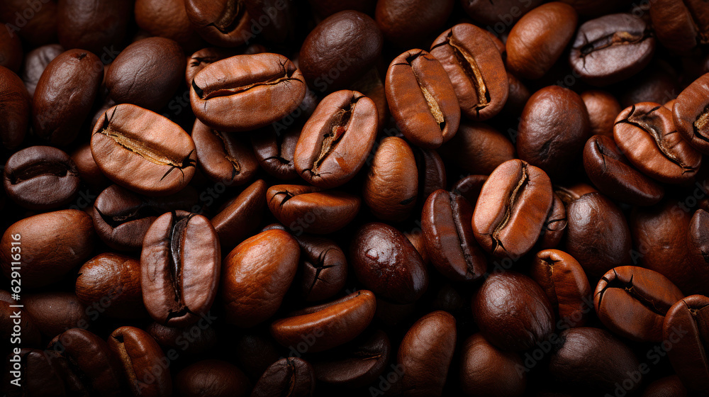Fototapeta premium Roasted Reverie: Coffee Bean Background. Generative AI