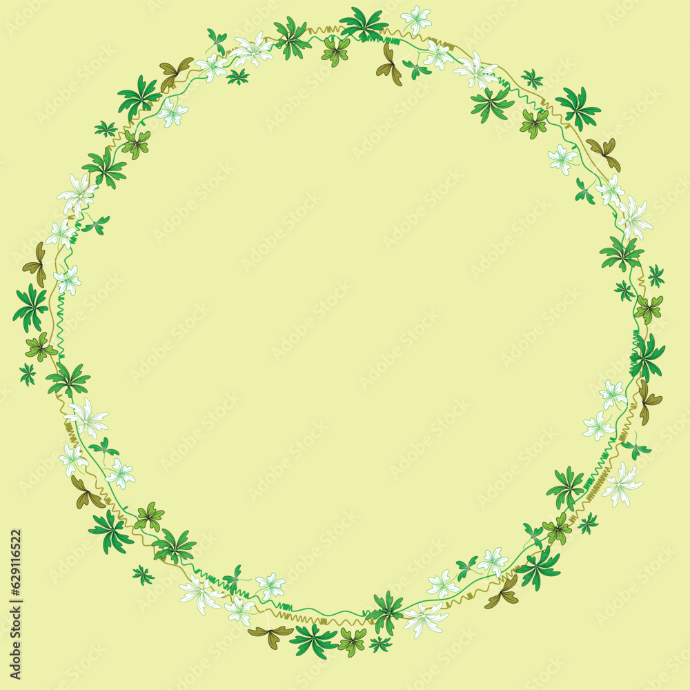 Green floral frame with leaves