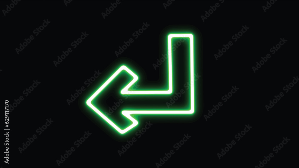 Neon green arrow icon, arrow icon on transparent background. Left down web button symbol. Down arrow sign . Direction traffic sign. Navigation concept. Vector illustration Neon green arrow icon, arrow icon on transparent background. Left down web button symbol. Down arrow sign . Direction traffic sign. Navigation concept. Vector illustration