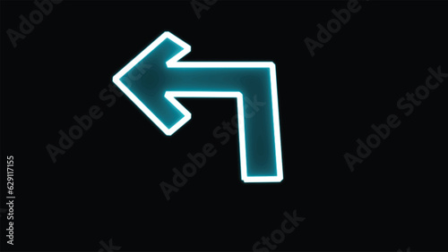 Traffic neon signs, turn left, Modern flat simple arrows isolated. Down arrow sign . Direction traffic sign. Navigation concept. Vector illustration