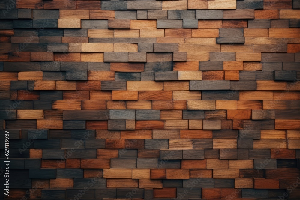 Wallpapered, wood-paneled walls with a natural wood finish. Wallcovering of wooden, tiled, and square blocks Wallpapered, wood-paneled walls with a natural wood finish. Wallcovering of wooden, tiled, and square blocks