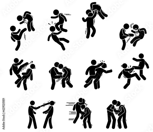fighting illustrations, fighter icons, stick figures in BRAWL, STICK FIGURE ATTACKING