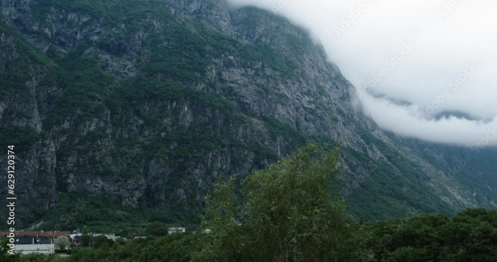 Cloudy morning in Norway. Clouds in the mountains. Cloudy morning in Norway. Clouds in the mountains.