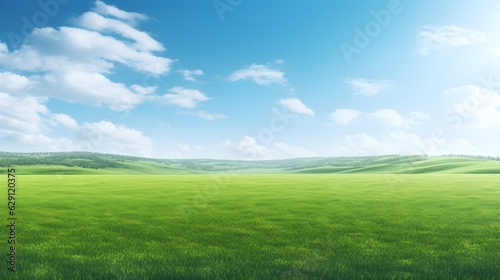 green field and blue sky