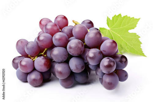 Fresh and juicy purple grapes, a healthy and delightful fruit snack, isolated on a white background.