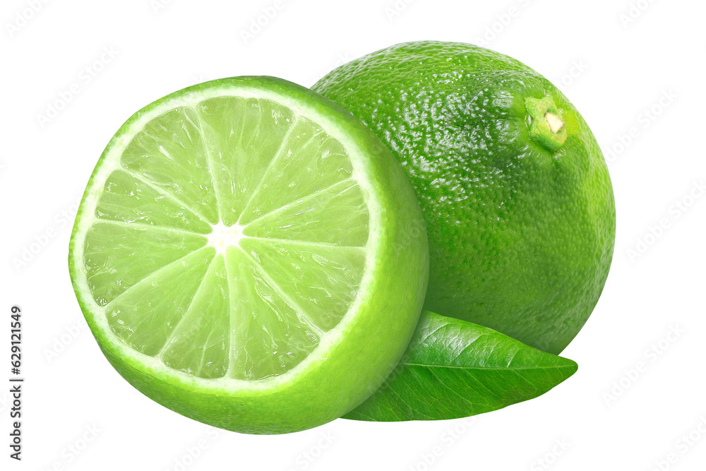 Limes on isolated white background.