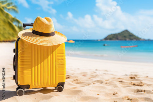 Seaside Escapade: Suitcase Packed, Sun Hat On - Ready for a Perfect Summer Vacation by the Beach © EdNurg