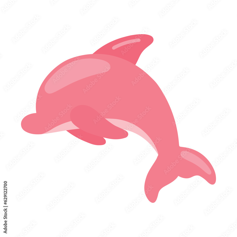 Fototapeta premium Dolphin Cartoon Fish Sea Animal Animated Clipart Faceless for Vector Illustration