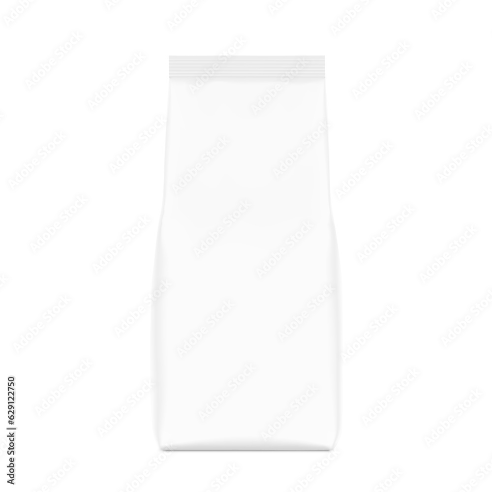 Flat bottom pouch bag mockup. Vector illustration isolated on white background. Front view. Perfect for the presentation your product. EPS10. Flat bottom pouch bag mockup. Vector illustration isolated on white background. Front view. Perfect for the presentation your product. EPS10.