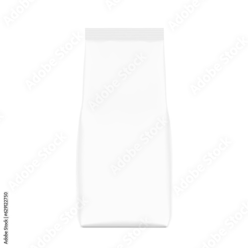 Flat bottom pouch bag mockup. Vector illustration isolated on white background. Front view. Perfect for the presentation your product. EPS10.