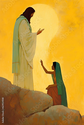  Woman Touches Jesus, Christian, Modern art, Minimalist art