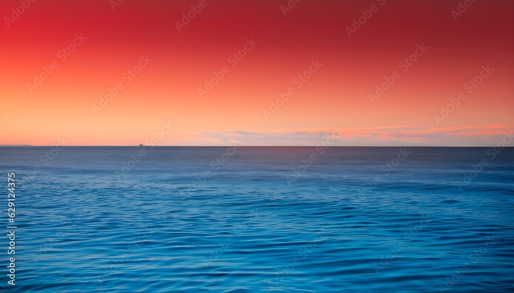 orang, red anb blue ocean with clear water and a blue sky in the background, beautiful horizon wallpaper, AI Generated