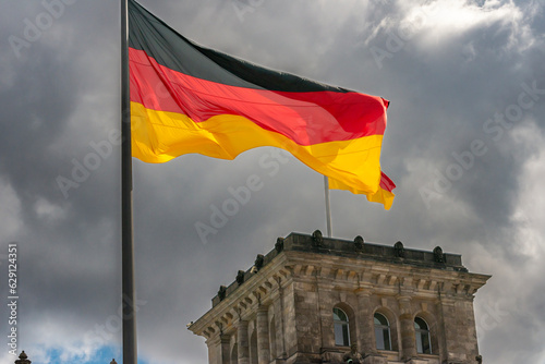 german flag on bundestag building photo