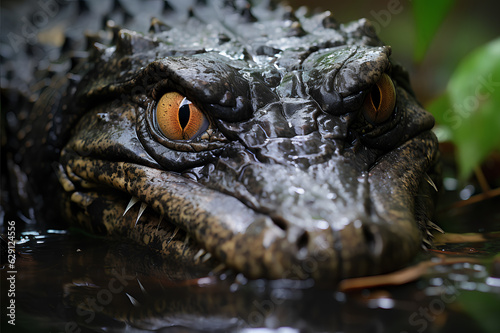 close up of a head of an alligator