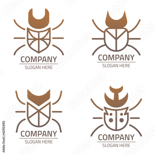Horn Beetle Logo Design, With Outline Style and Gradient Color
