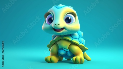 Cute Cartoon Turtle Character.Generative AI