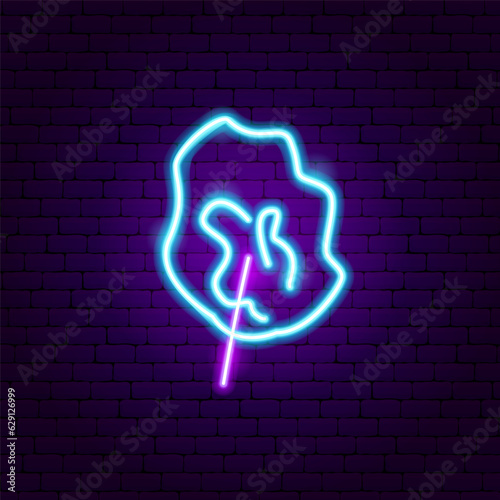 Cotton Candy Neon Sign. Vector Illustration of Entertainment Festival Glowing Symbol.