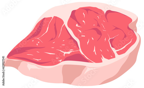 Pork meat cut slice, butchery shop assortment