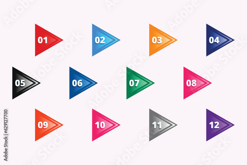 vector directional number bullet points from one to twelve design banner poster  vector file