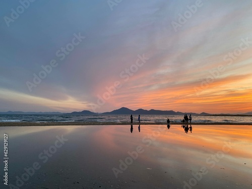 Sunset reflection in Dadeapo, Busan, South Korea
