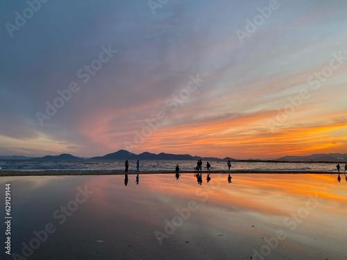 Sunset reflection in Dadeapo, Busan, South Korea