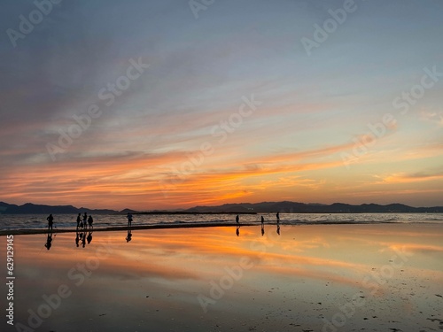 Sunset reflection in Dadeapo, Busan, South Korea