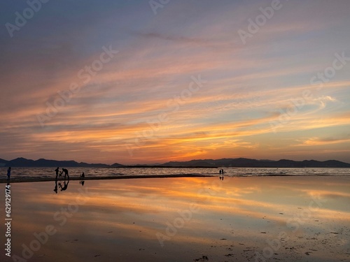 Sunset reflection in Dadeapo, Busan, South Korea