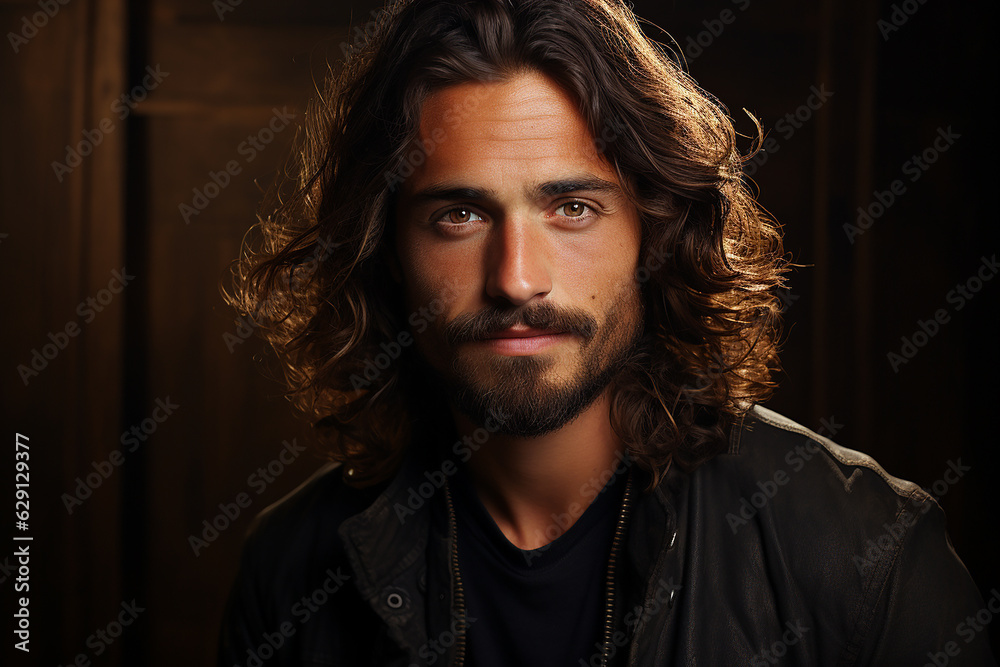 Obraz premium Generative ai studio portrait of handsome gorgeous man on color background