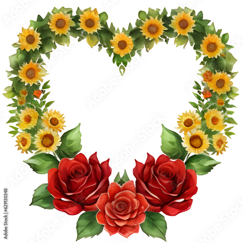 heart frame of roses