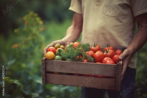 Box vegetables harvest. Generate AI