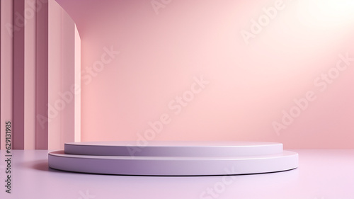 3d Pastel podium for your product. Generative AI. © BoszyArtis