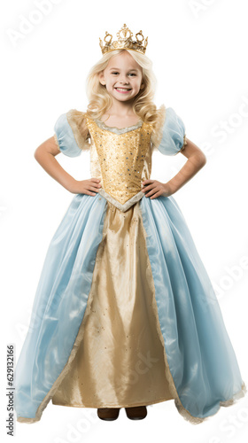 Cute blond girl wearing princess Halloween costume. Isolated on transparent background Cute blond girl wearing princess Halloween costume. Isolated on transparent background 