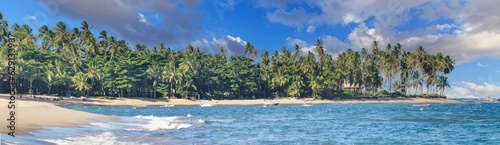 Panoramic image of a tropical beach in the Brazilian region of Bahia