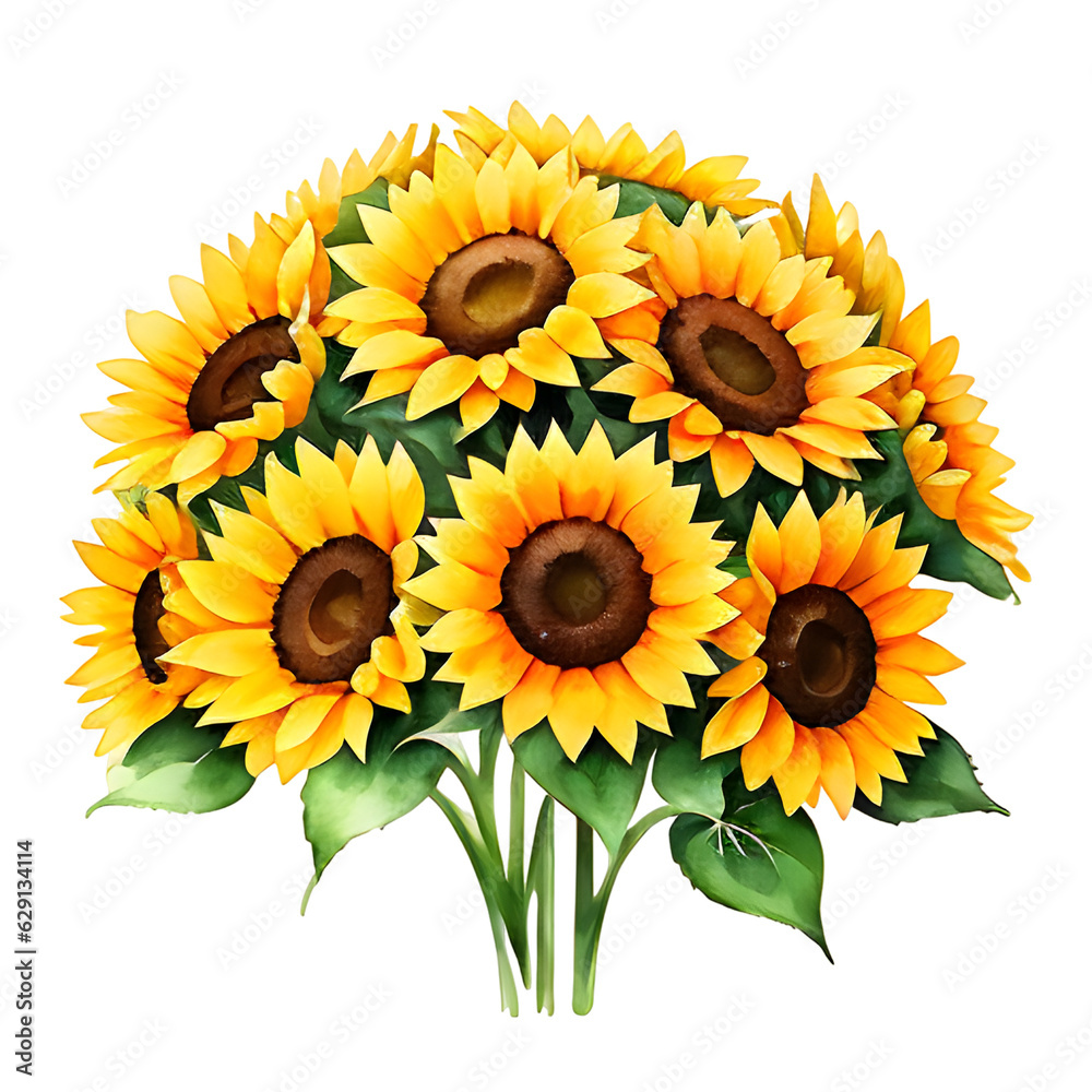 Fototapeta premium sunflower bouquet isolated on white background
