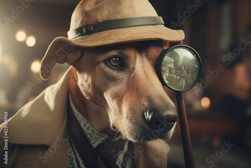 Dog detective. Generate Ai photo