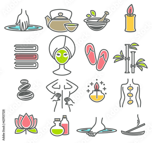Spa salon rest and procedures, mask and massage
