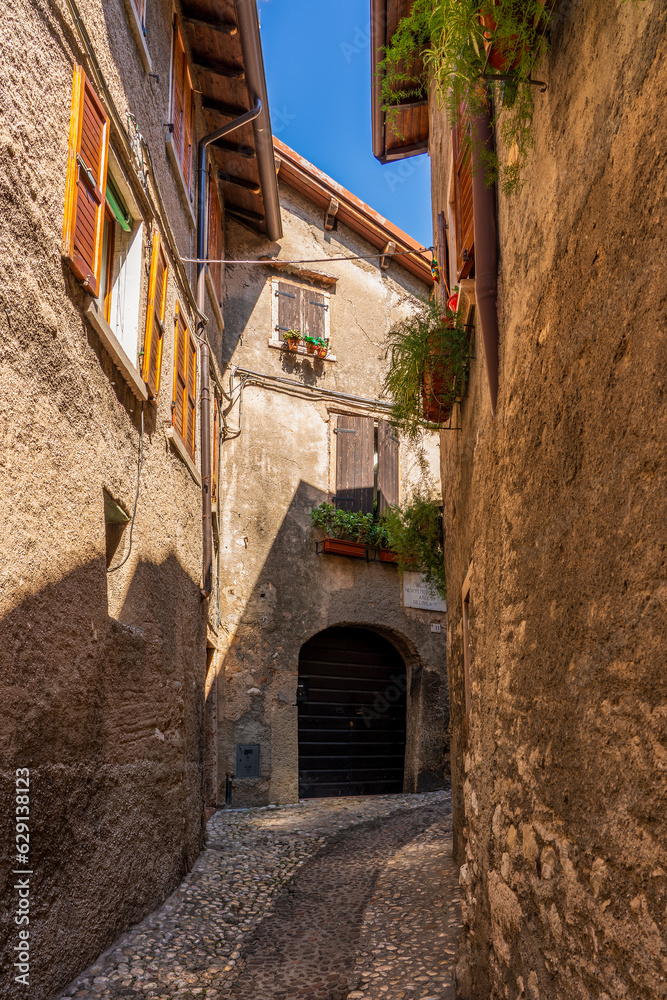 Street in the old town of Malcesine on Lake Garda in Italy.